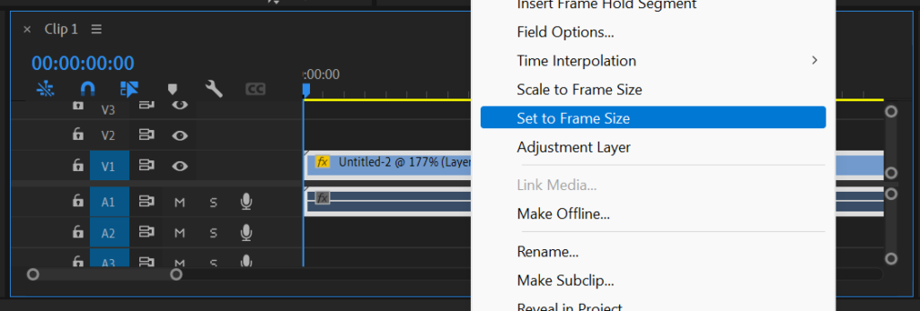 Adjust frame size in premiere pro