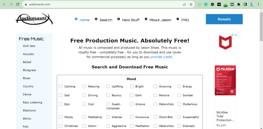 Royalty-free audio resources